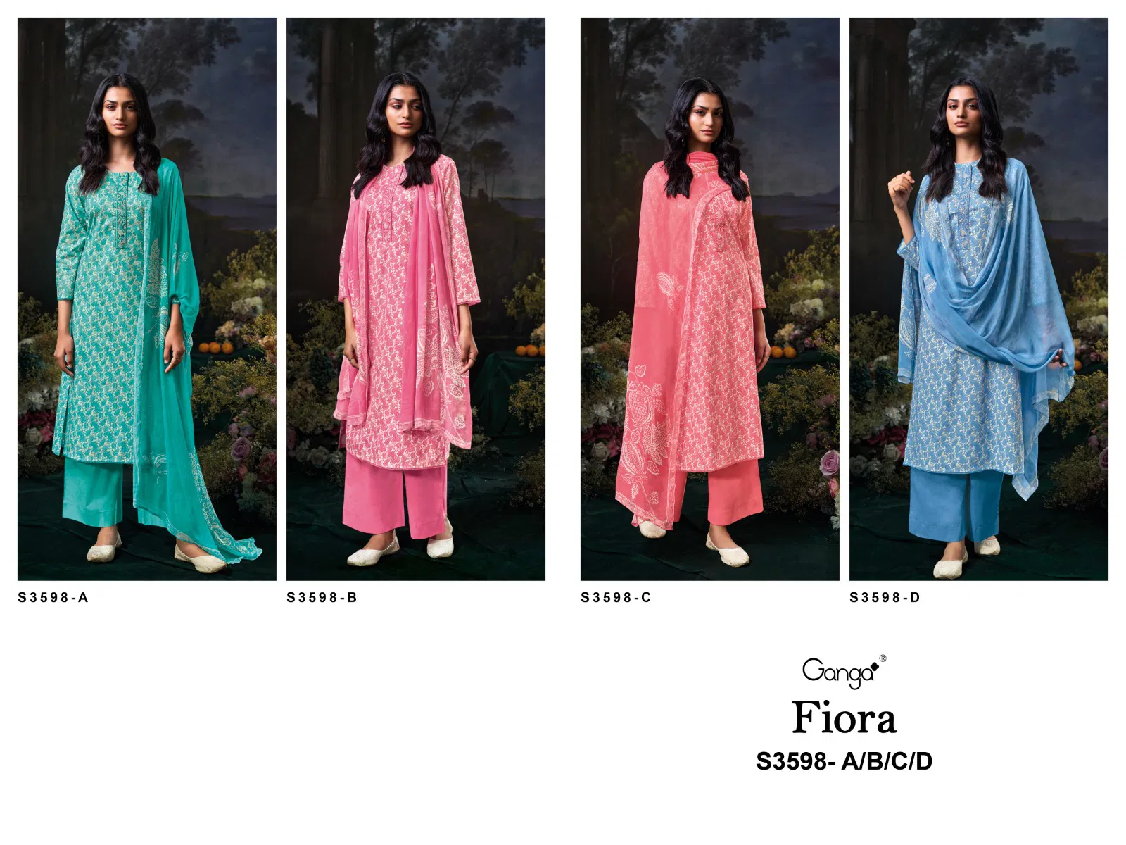 Fiora By Ganga Cotton Printed Embroidered Salwar Suit  Wholesale Suppliers In Mumbai